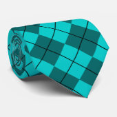 Cyan-blaue aquamarine blaue Raute Krawatte (Gerollt)