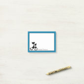 Cyan-blaue blaue schwarze Katzen-Silhouette Post-it Klebezettel (Auf Schreibtisch)