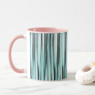 Cyan Blaue Ozean-Streifenlinien-Muster Tasse