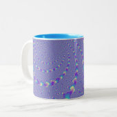 Cyan-blaue und lila windende Licht-Fraktal-Kunst Zweifarbige Tasse (Vorderseite Links)
