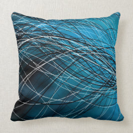 Cyan-blaue wirbelnde Linien - Wurfs-Kissen Kissen