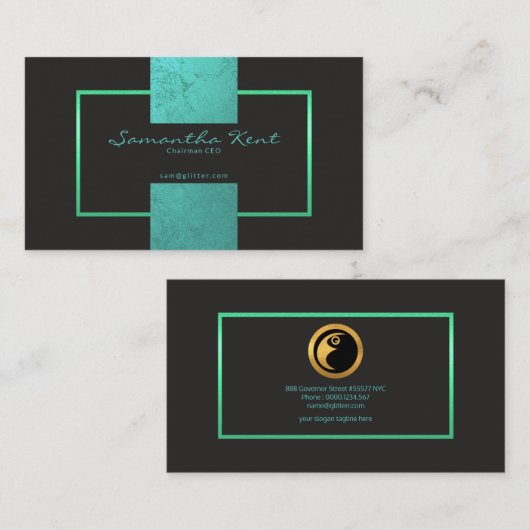 Cyan-blaues Goldklassischer Visitenkarte (Vorne/Hinten)