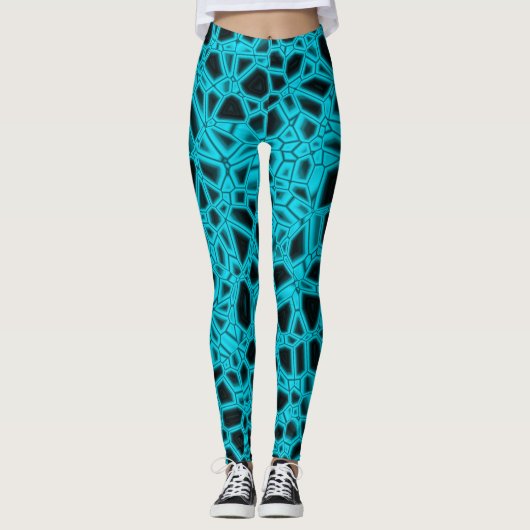 Cyan-blaues schwarzes gotisches Kryptonite Leggings (Vorderseite)