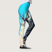Cyan-blaues und flüssiges Acrylfarbe Leggings (Rechts)