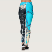 Cyan-blaues und flüssiges Acrylfarbe Leggings (Rückseite)