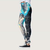 Cyan-blaues und flüssiges Acrylfarbe Leggings (Links)