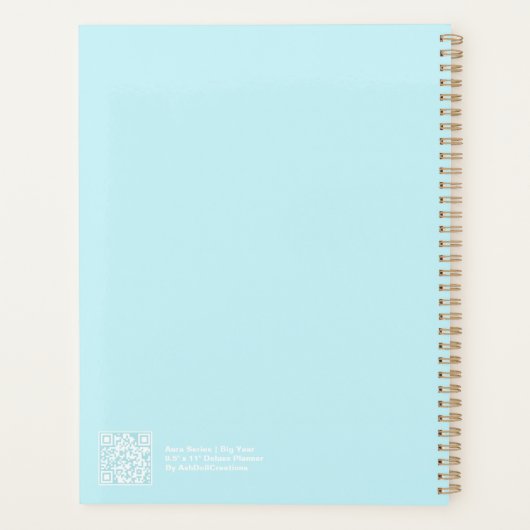 Cyan Blue Aura Big Year Planner Planer (Rückseite)