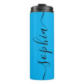 Cyan Blue Black Script Custom Thermal Tumbler Thermosbecher (Vorderseite)