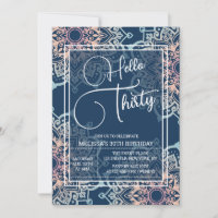 Cyan Blue Blume Mandala 30. Geburtstag