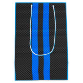 Cyan Blue Carbon Fibre Racing Stripes Mittlere Geschenktüte (Rückseite)