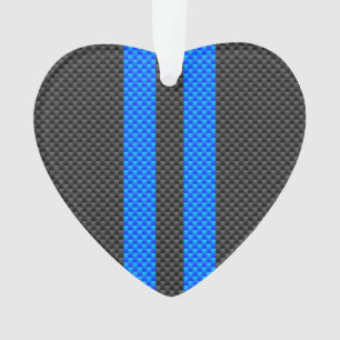 Cyan Blue Carbon Fibre Racing Stripes Ornament