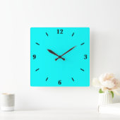 Cyan Blue Green Turquoise Solid Color Quadratische Wanduhr (Zuhause)