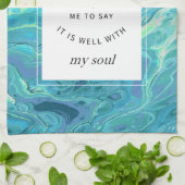 Cyan Blue Marble Christlich Hymne Küche Handtuch (Gefaltet)