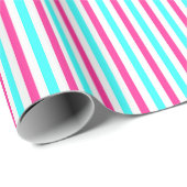 Cyan Blue Pink White Stripes Geschenkpapier (Rolleneckpunkt)