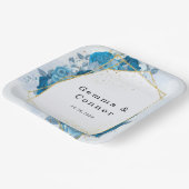 Cyan Blue Rustic Geometric Floral Wedding Pappteller (Gewinkelt)