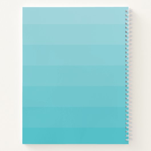 Cyan Blue Shades Horizontal Stripes Monogram Notizblock (Rückseite)