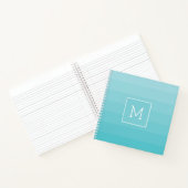 Cyan Blue Shades Horizontal Stripes Monogram Notizblock (Innenseite)