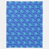 Cyan Blue Spiral Fraktal Pattern Fleecedecke (Vorderseite)