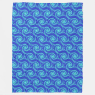 Cyan Blue Spiral Fraktal Pattern Fleecedecke