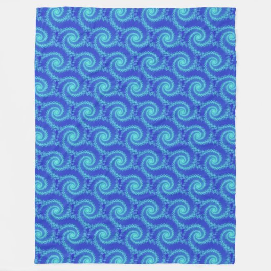 Cyan Blue Spiral Fraktal Pattern Fleecedecke (Vorderseite)