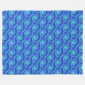 Cyan Blue Spiral Fraktal Pattern Fleecedecke (Vorderseite (Horizontal))