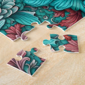 Cyan-Blume Surreale Blüten in Rot und Blau Puzzle (Seite)