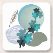 Cyan Boho Getränkeuntersetzer (Vorderseite)