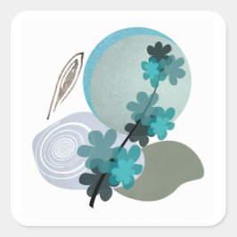 Cyan Boho Quadratischer Aufkleber