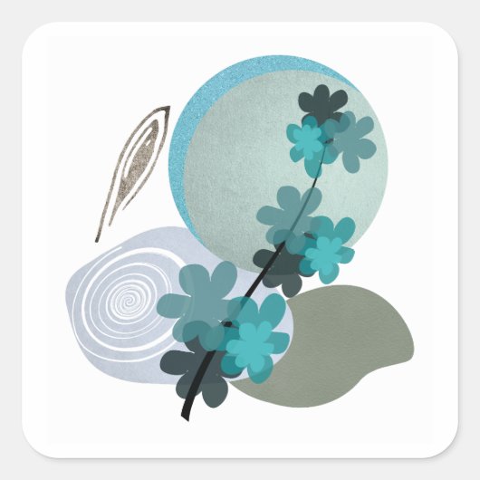 Cyan Boho Quadratischer Aufkleber (Vorderseite)