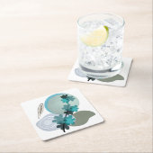 Cyan Boho Rechteckiger Pappuntersetzer (Vor Ort)