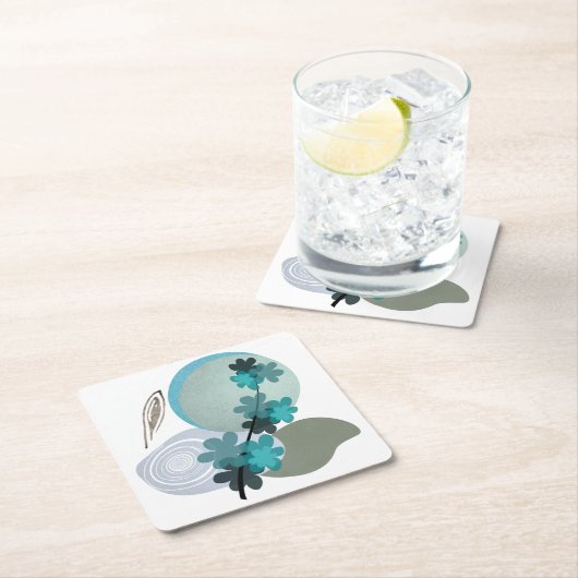 Cyan Boho Rechteckiger Pappuntersetzer (Vor Ort)