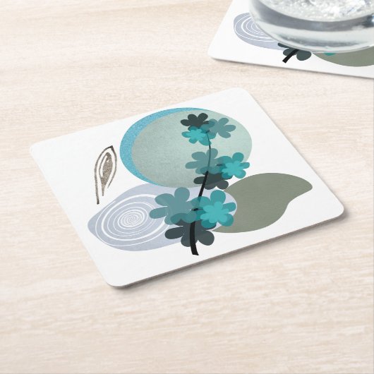 Cyan Boho Rechteckiger Pappuntersetzer (angewinkelt)