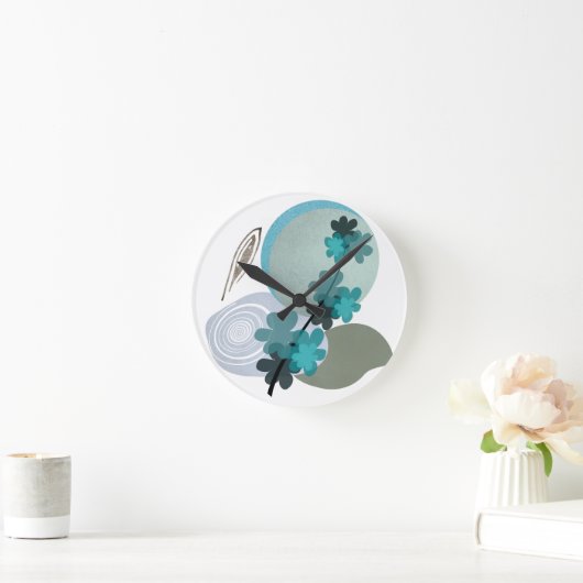 Cyan Boho Runde Wanduhr (Zuhause)