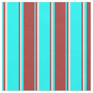 Cyan, Brown & Beige Streifen/Linke Muster Stoff