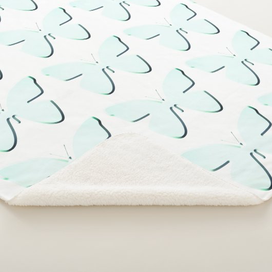 Cyan Butterflies Sherpa Blanket Sherpadecke (3/4)