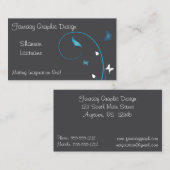 Cyan Butterflies und Blätter auf Grau Visitenkarte (Vorne/Hinten)