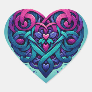 Cyan Celtic Heart Herz-Aufkleber