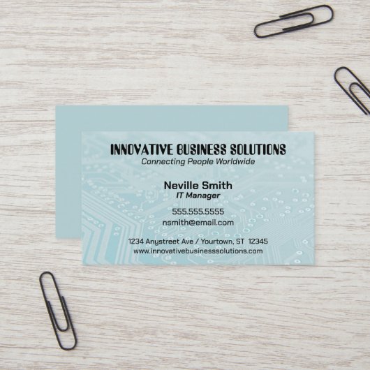 Cyan Circuit Board Tech Computers IT Visitenkarte (Vorderseite/Rückseite Beispiel)