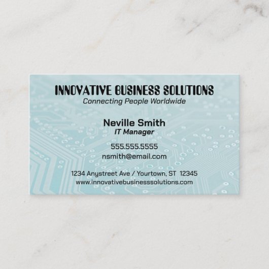 Cyan Circuit Board Tech Computers IT Visitenkarte (Vorderseite)