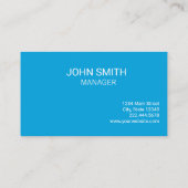 Cyan Deep Sky Blue Corporate Business Card Visitenkarte (Rückseite)