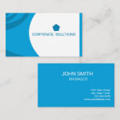 Cyan Deep Sky Blue Corporate Business Card Visitenkarte (Vorne/Hinten)
