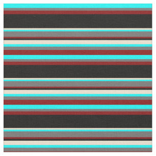 Cyan, Dim Gray, Maroon, Black & Beige Muster Stoff