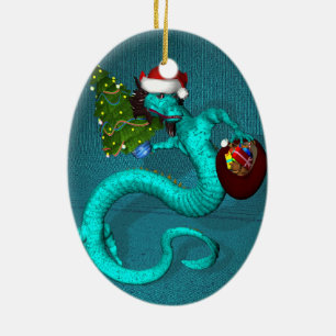 Cyan-Drache Keramikornament
