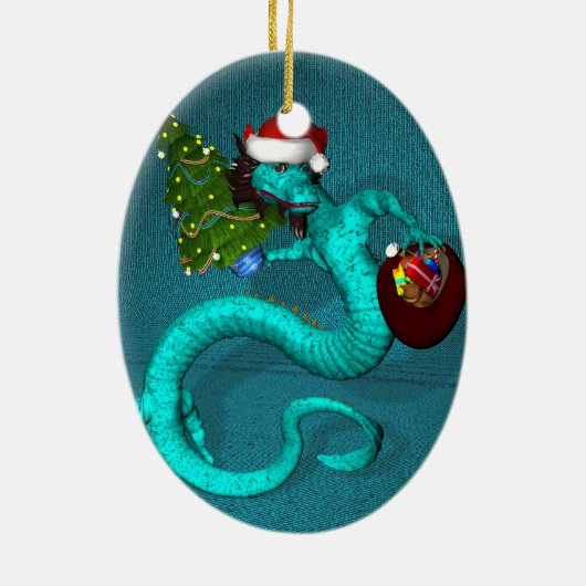Cyan Dragon Keramikornament (Hinten)