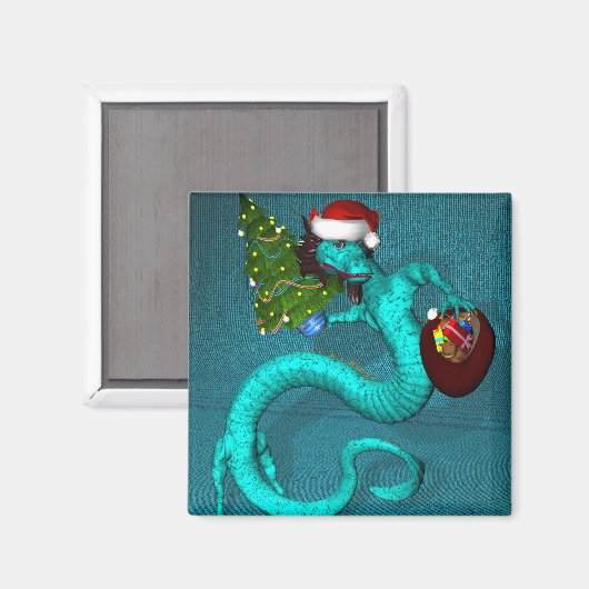 Cyan Dragon Magnet (Vorderseite/Rückseite)