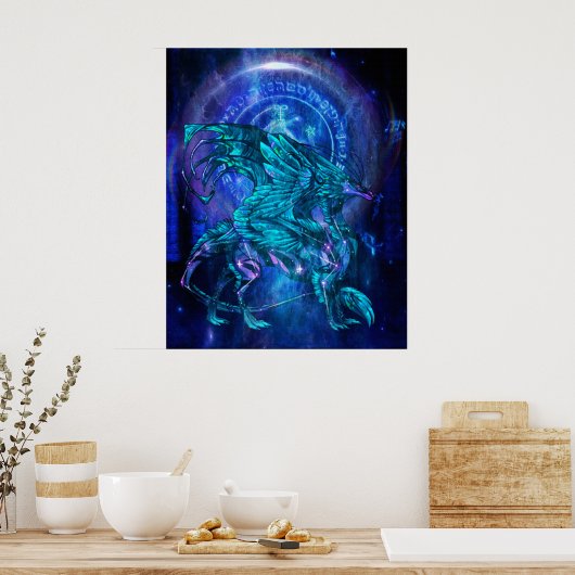 Cyan Dragon Poster (Küche)