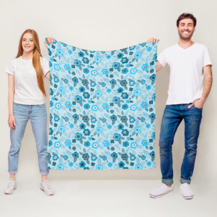 Cyan elegantes ditsy Blumenmuster Fleecedecke