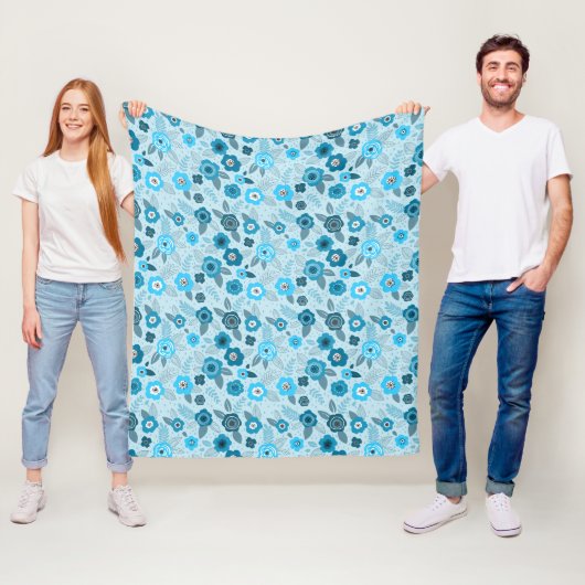 Cyan elegantes ditsy Blumenmuster Fleecedecke (Beispiel)