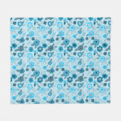 Cyan elegantes ditsy Blumenmuster Fleecedecke (Vorderseite (Horizontal))