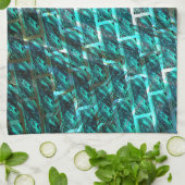 Cyan Fleck, Graugitter oder andere Backstein Effek Geschirrtuch (Gefaltet)